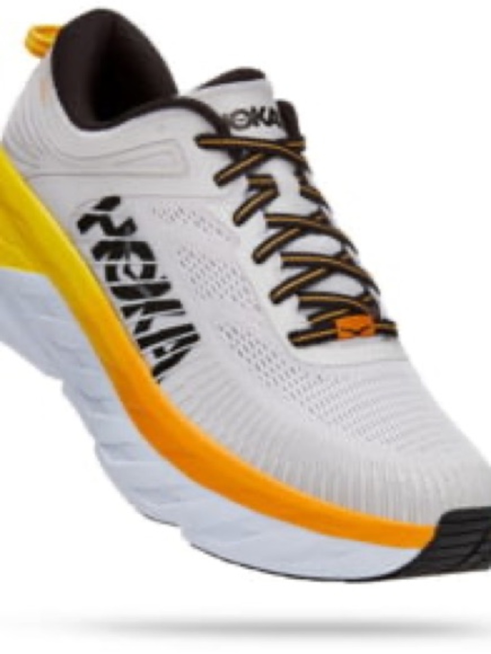 Hoka Men's White Yellow Athletic Running Shoes